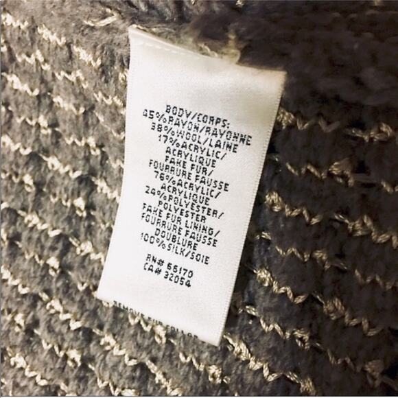 ANTHROPOLOGIE CHARLIE ROBIN Brown Tan Rushcliffe Fur Collar Cardigan Sweater S - Picture 7 of 11